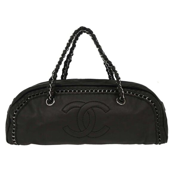 Chanel Black Calfskin Luxury Line Bowling Bag - Picture 1 of 10